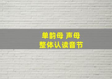 单韵母 声母 整体认读音节